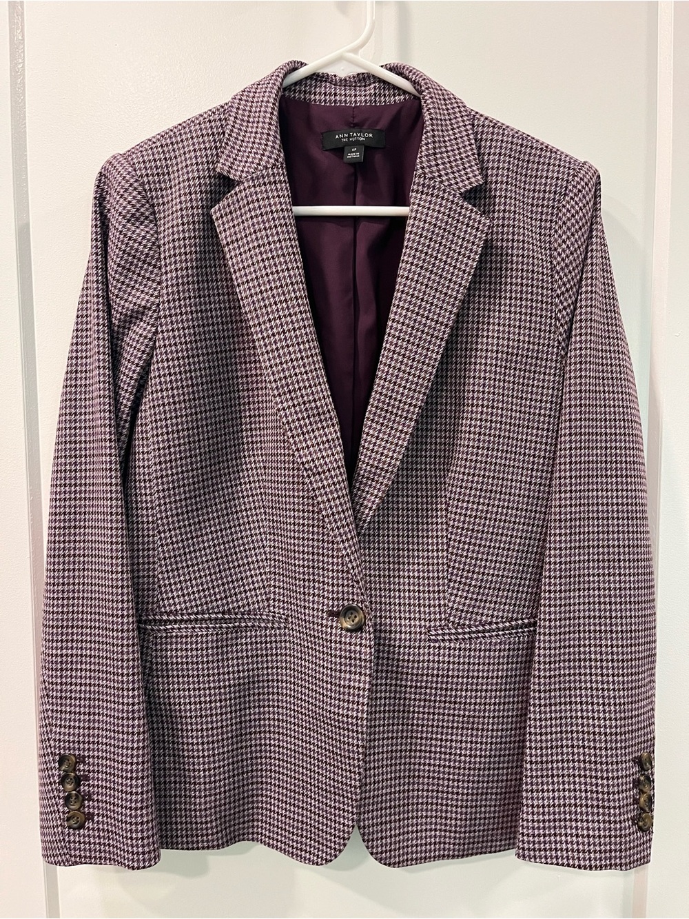 Ann Taylor Purple Houndstooth Blazer